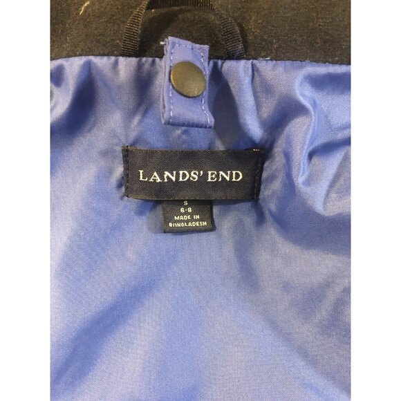 Lands End Lined Unisex Thermolite Jacket Small Blue/Black Hooded Zip Up Size 6-8 - Picture 8 of 8